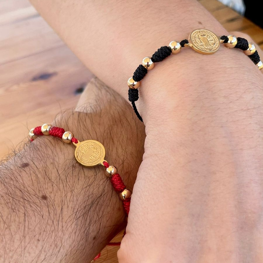 Pareja Pulsera San Benito Black & Red x2