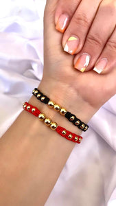 Pulsera Tejida Black & Red x2