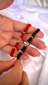 Pulsera Tejida Black & Red x2