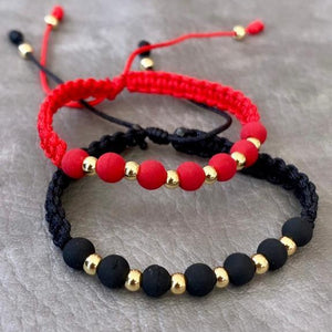 Pulsera Tejida Black & Red x2