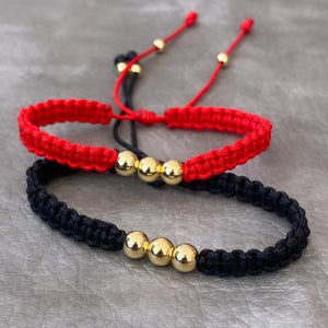 Pulsera Tejida Black & Red x2